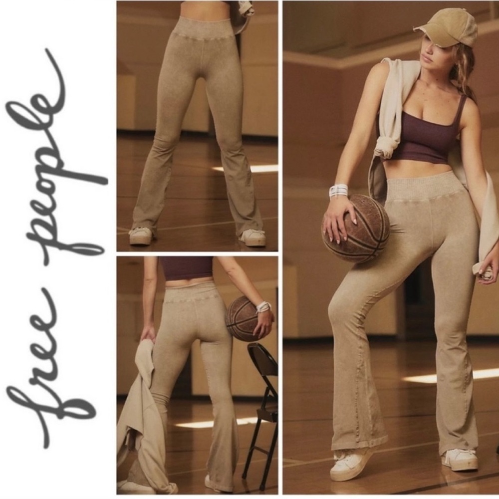 NWOT Free People Good Karma Flare Leggings XS/S Mushroom Grey Beige $98